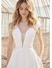 Cap Sleeves Ivory Satin V Back Charming Wedding Dress